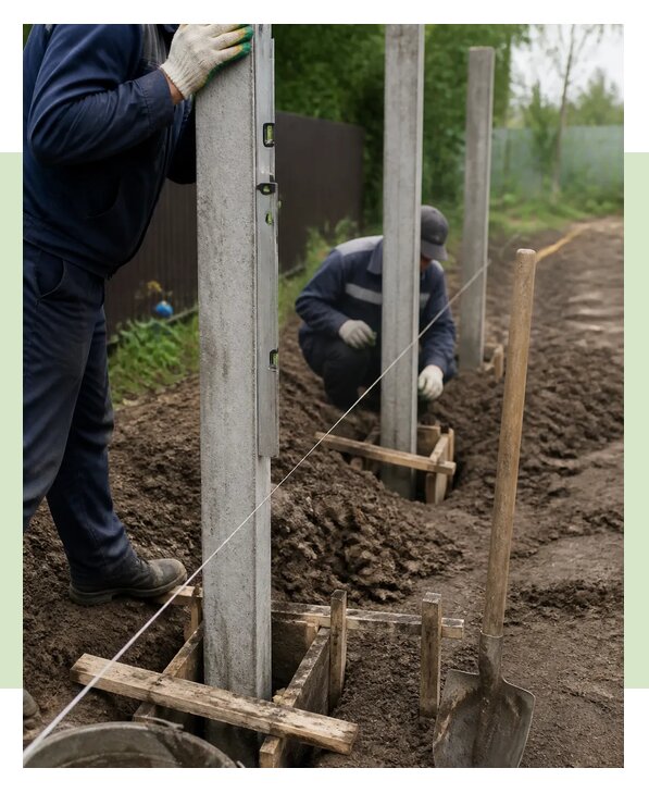 Профессиональный монтаж бетонных столбов для забора в Горном-Алтайске